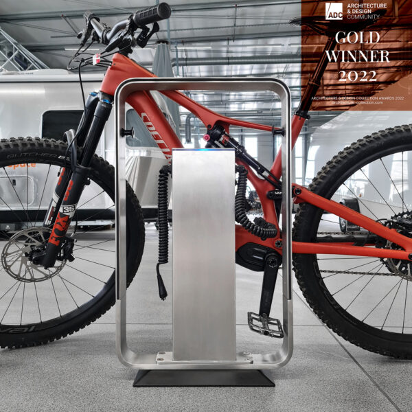 Design Award Winner Q-RACK E-Lock Station - Electric Bike Charging Station with 2 Sockets and Lockable compartments for your charger