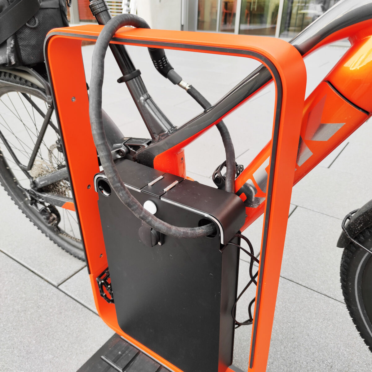 QRACK E-Lock Station - Electric Bike Charging Station with 2 Sockets and Lockable compartments for your charger